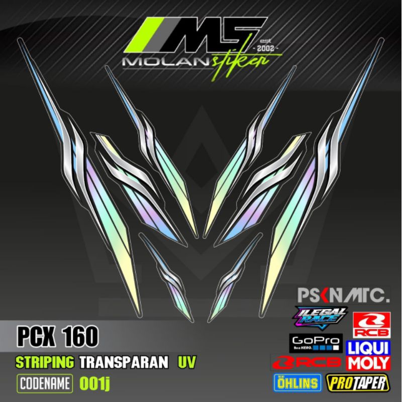 Decal Sticker Striping Variasi Transparan Uv PCX 160 All New Honda PCX 160 2025 PCX 160 2022-2025 PC