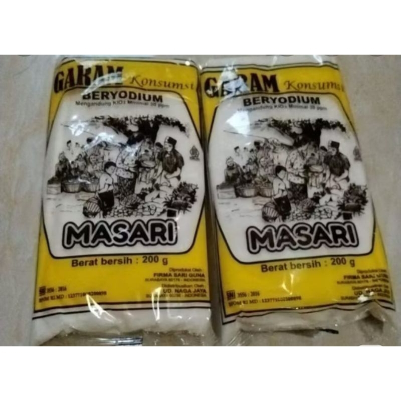 

√*murah grosir* Garam dapur halus beryodium Masari berat 200gr murah