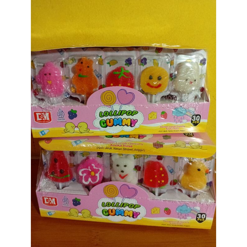 

Permen Lollipop Gummy, 1 Box isi 30 Pcs.