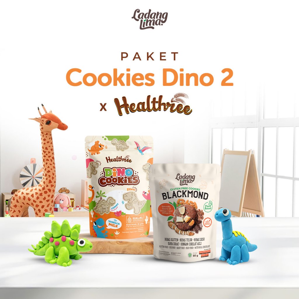 

Paket Cookies Dino 2 - Cookies Ladang Lima x Healthree Gluten Free