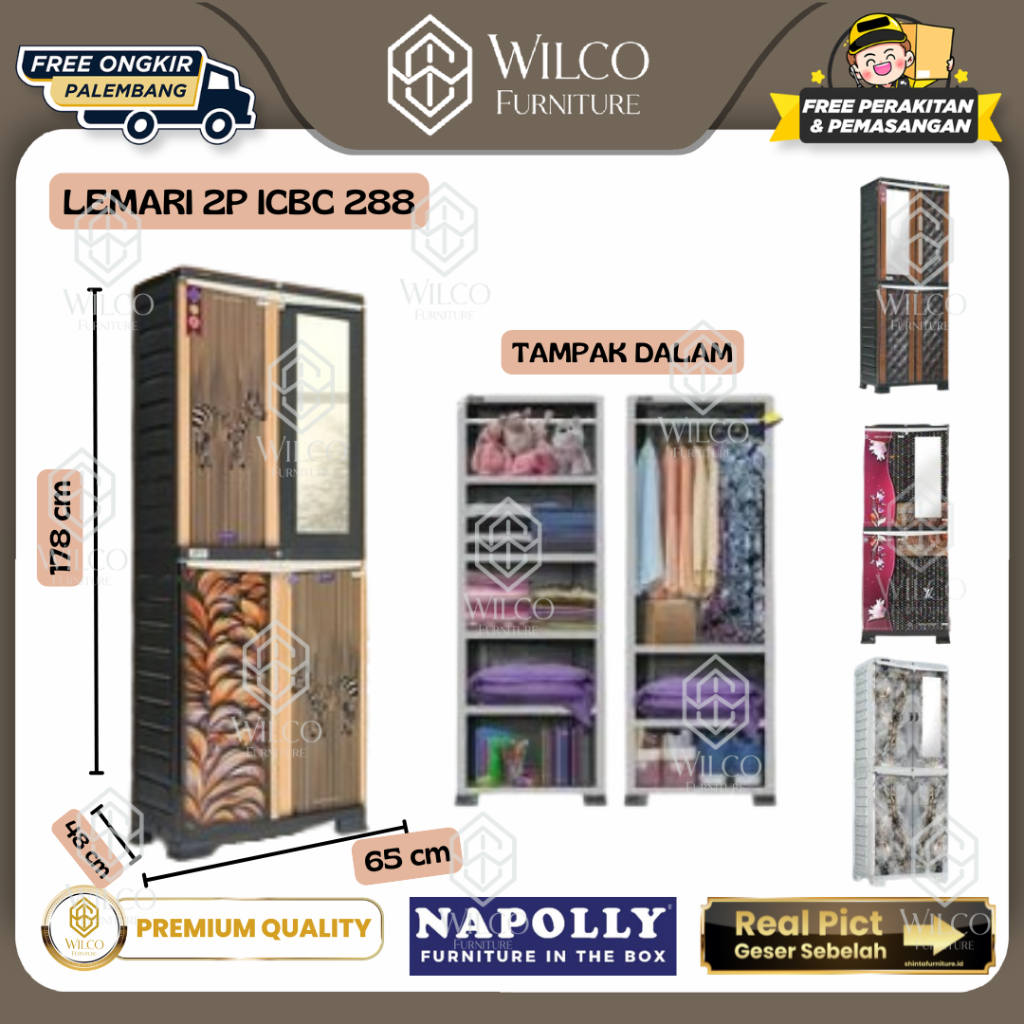 Lemari Pakaian Napolly iCBC 288 R | Lemari Baju Plastik 4 Tingkat | Lemari Pakaian Napolly Minimalis