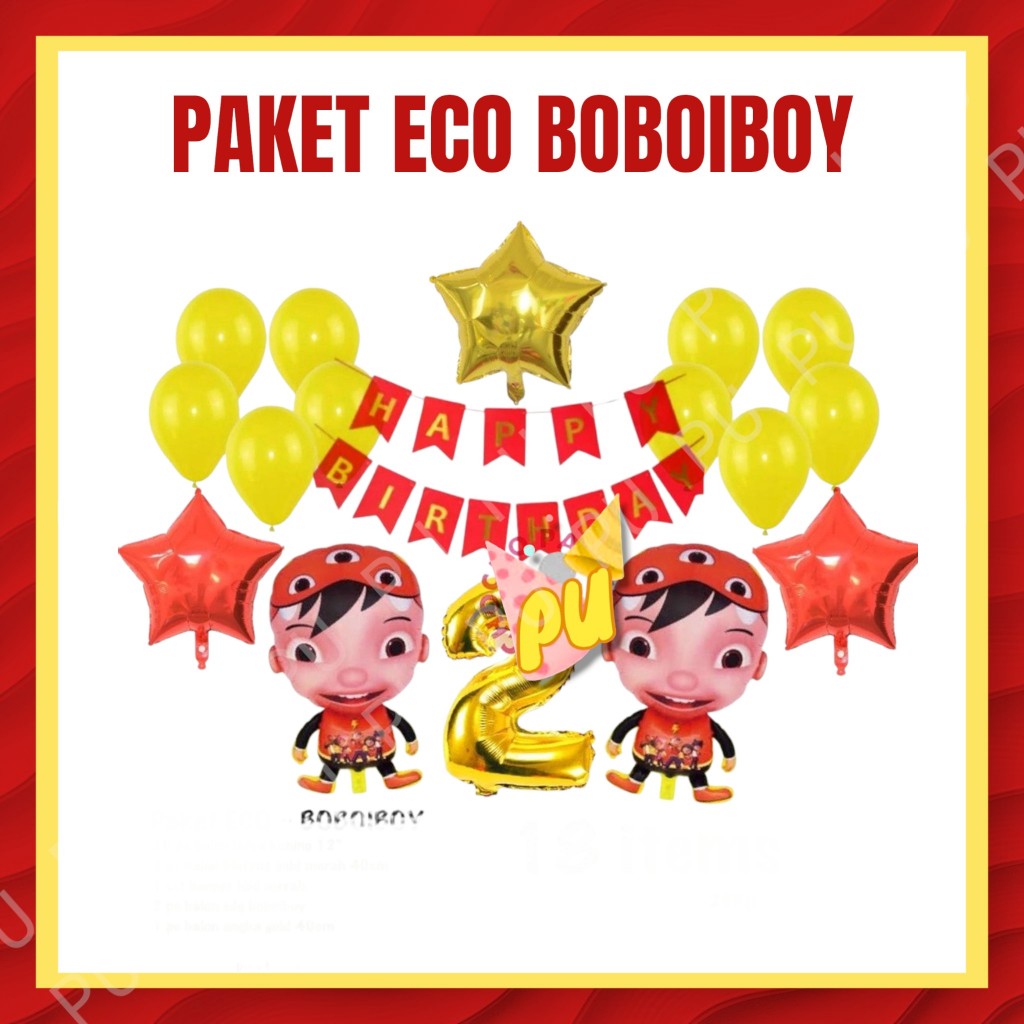 Paket Boboiboy - Paket ulang tahun ECO Boboiboy - Dekorasi ulang tahun boboiboy - Paket balon boboib