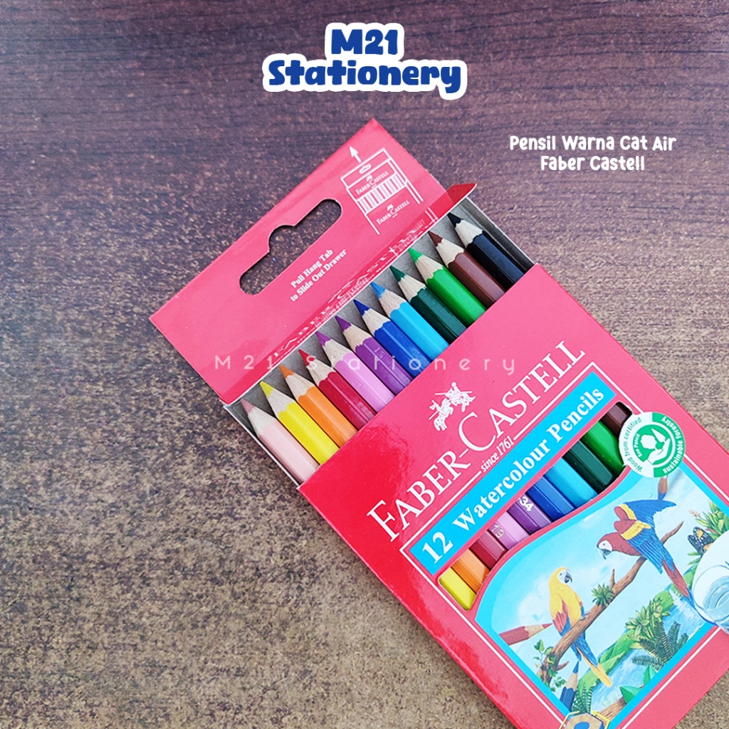 

PENSIL WARNA FABER CASTELL WATERCOLOR PENDEK / faber castel watercolor cat air pencil warna kayu 12 warna color c / m21 stationery jogja