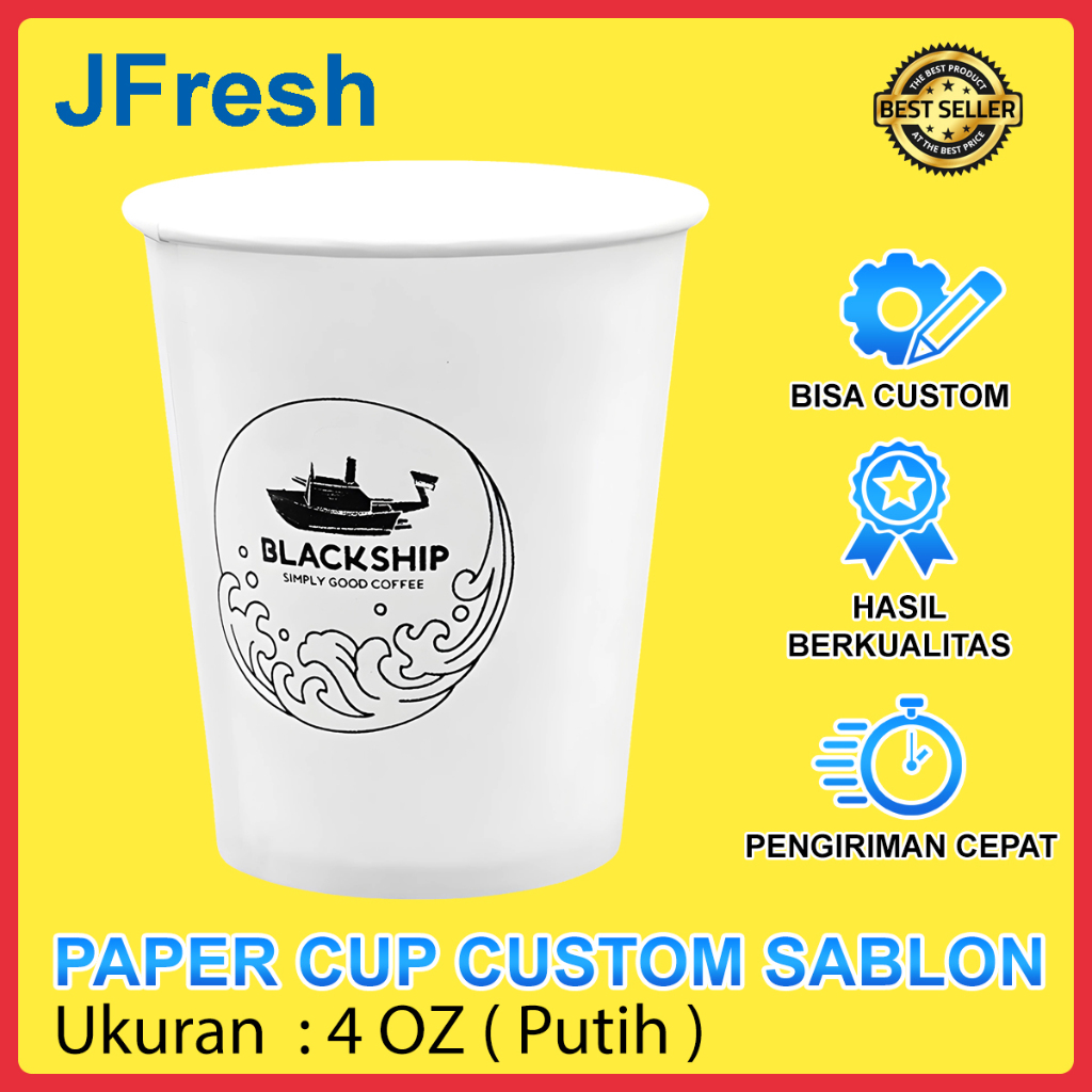 Cetak Gelas Hot Paper Cup Custom Desain Sablon Nama Logo / Print Printing Hot Papercup Gelas Kertas 