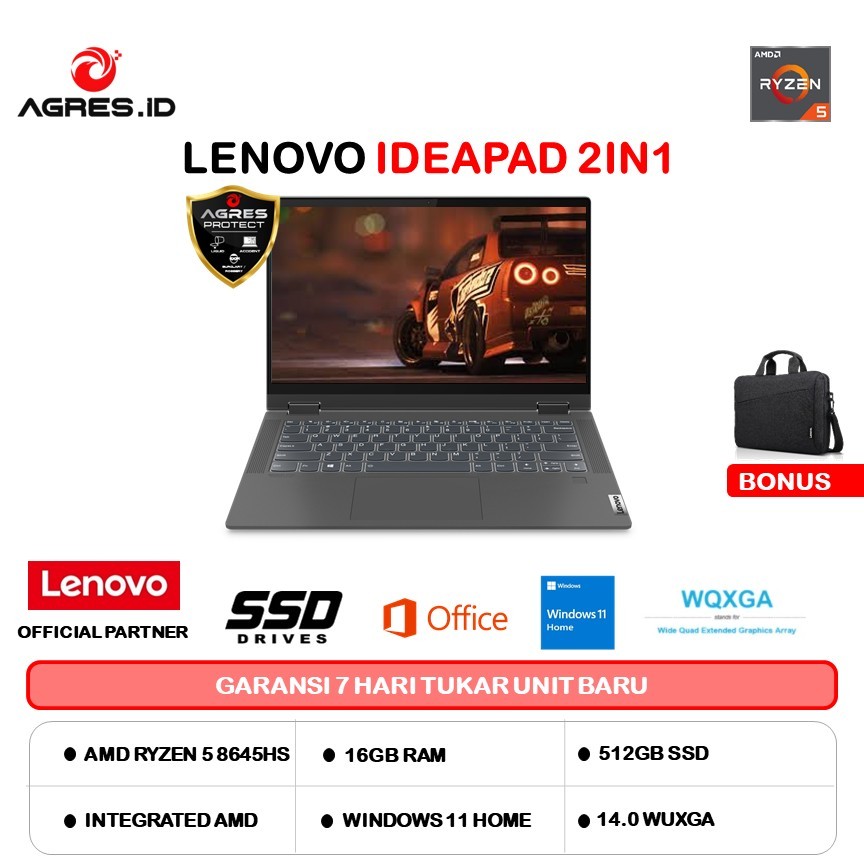 LENOVO IDEAPAD FLEX 5 14 TOUCH RYZEN 5 8645HS 16GB 512GB W11PRO+OHS 14.0WUXGA FP PEN 2Y+ADP BLU -0AI