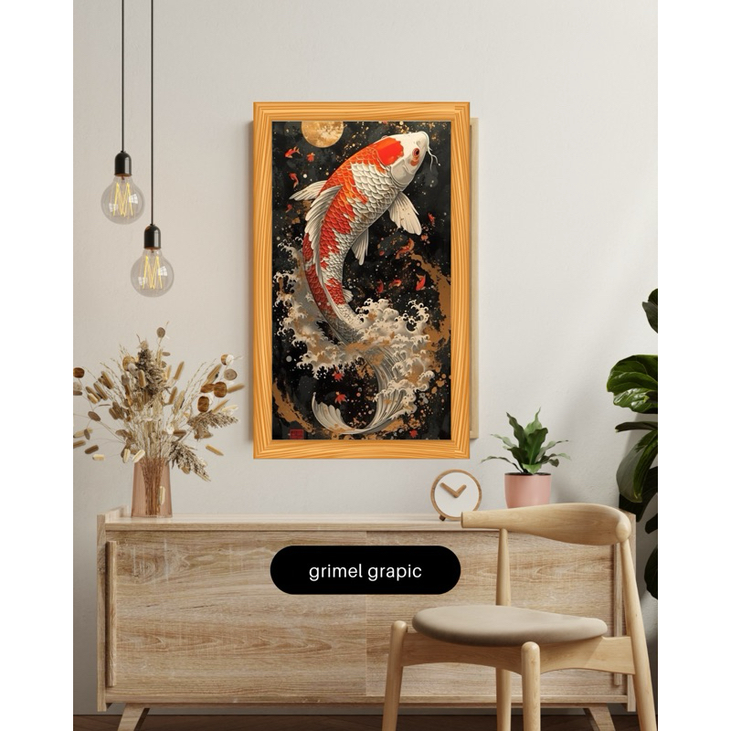 Poster ikan koi moderen Art Wall decor