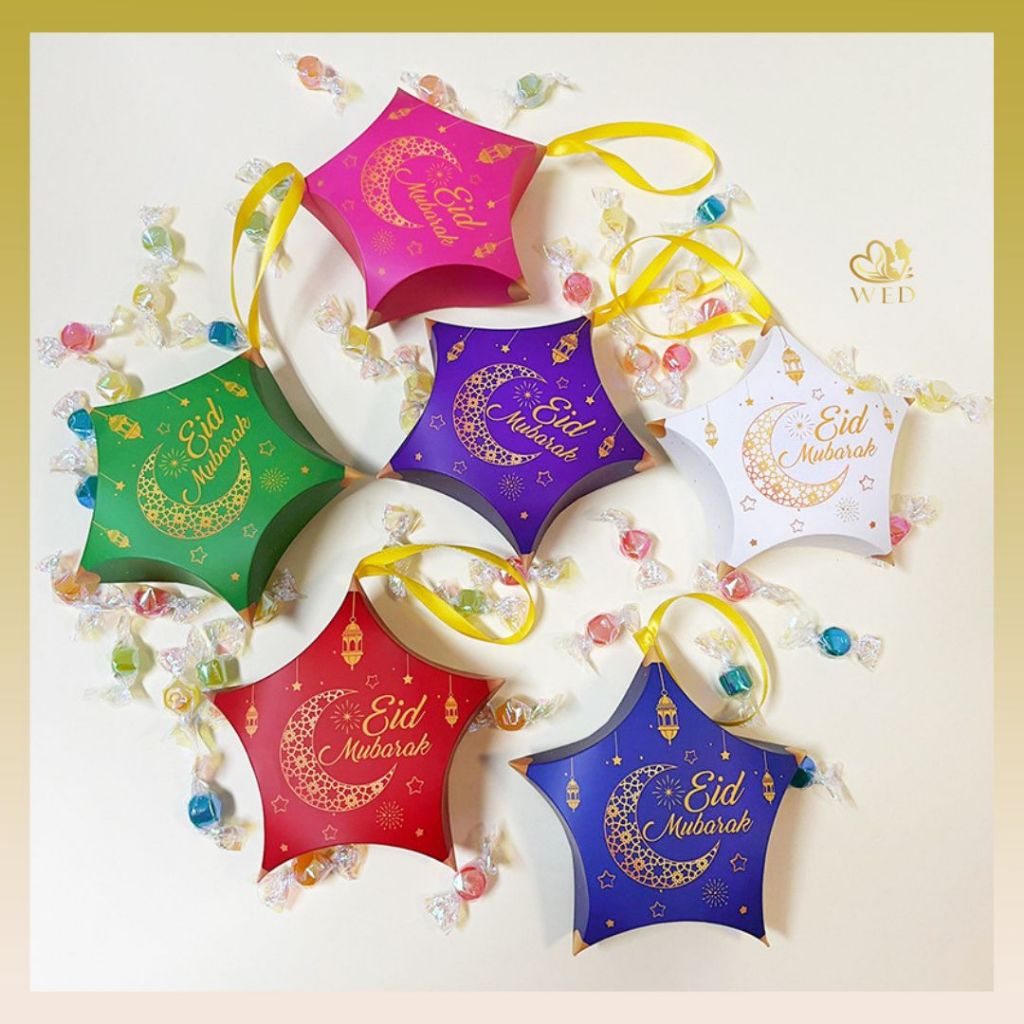 

WED Kotak Souvenir Lebaran Bentuk Bintang / Kotak Permen Sovenir Anak Edisi Hari Raya Idul Fitri 2025 ID03