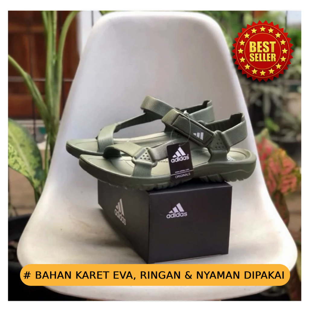 SANDAL GUNUNG ADIDAS EVA GREEN ARMY SANDAL GUNUNG OUTDOOR SENDAL TREKING ANTI AIR ANTI SLIP