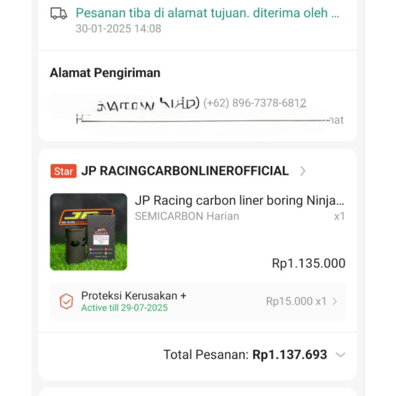 JP Racing Carbon Liner Ninja Semicarbon harian
