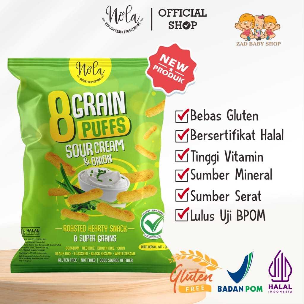 

Nola 8 Grain Puffs Sour Cream & Onion (Rasa Krim Asam dan Bawang) 50 Gram