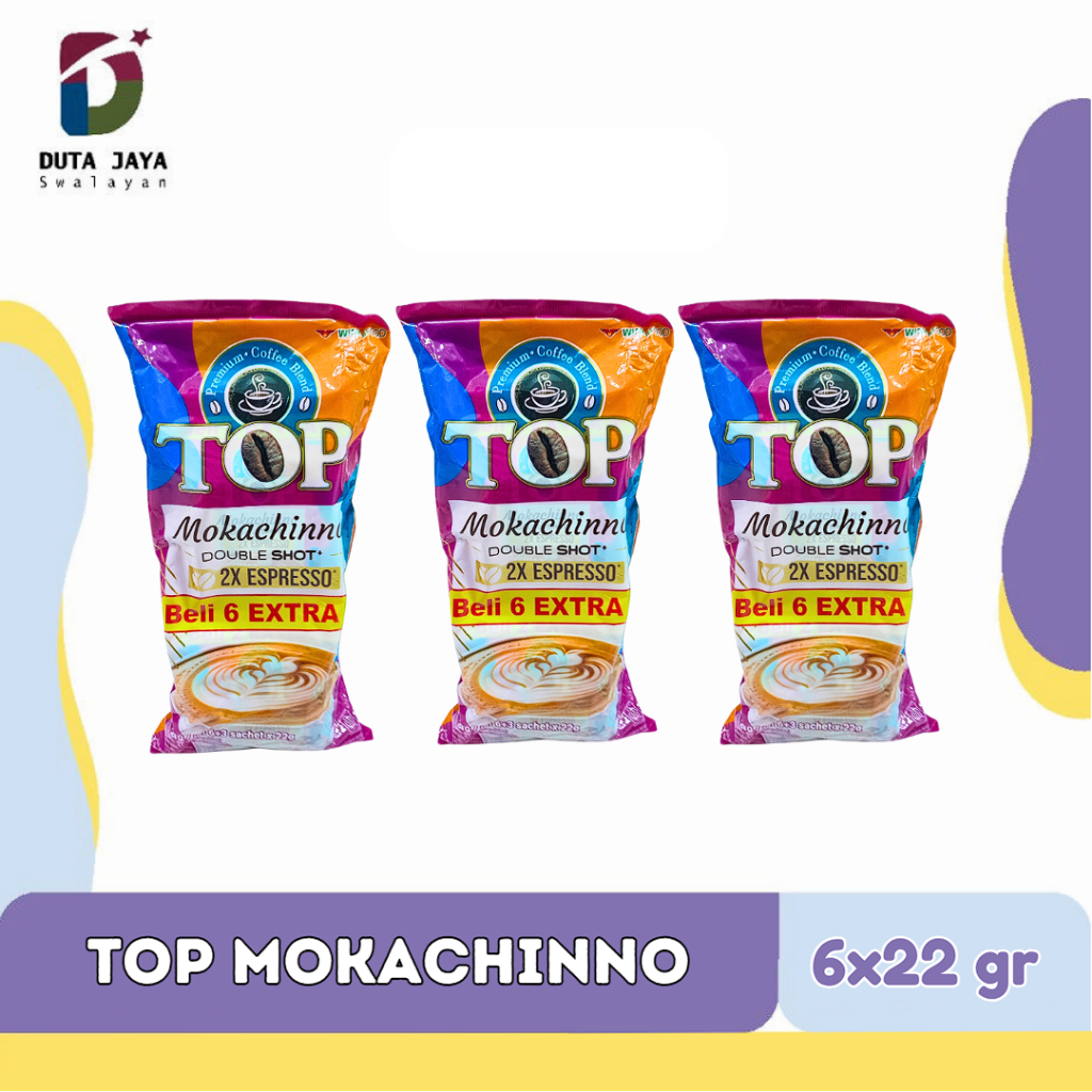 

Top Kopi Mokachinno Double Shoot 2x Espresso 6 Sachet Extra 3 Sachet x 22 Gram