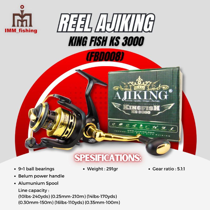 REEL AJIKING KING FISH | Alat Gulungan Pancing | Spinning