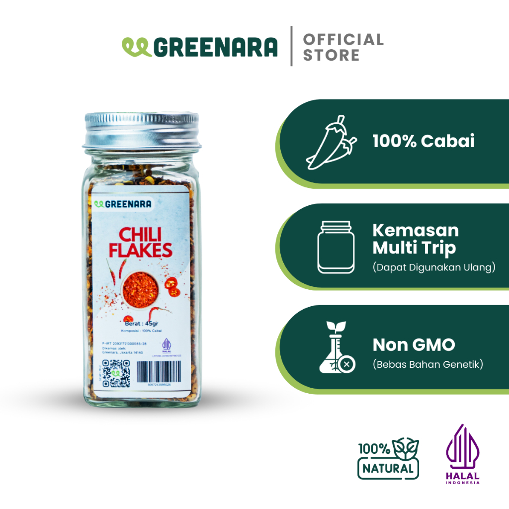 

Greenara - Cabe Kering 45gr / Chili Flakes
