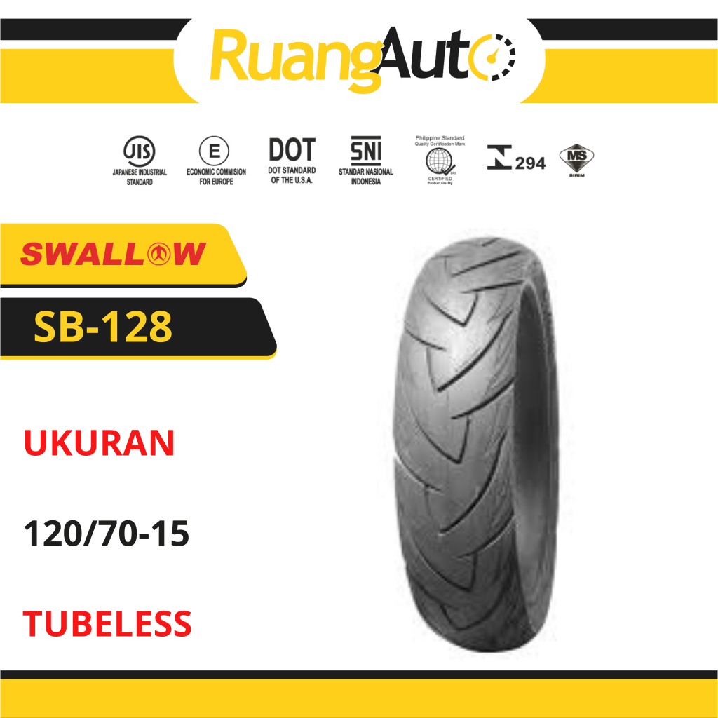 Ban Motor Swallow RING 15 SB-128 Samurai Tubeless Ukuran 120/70 Ring 15