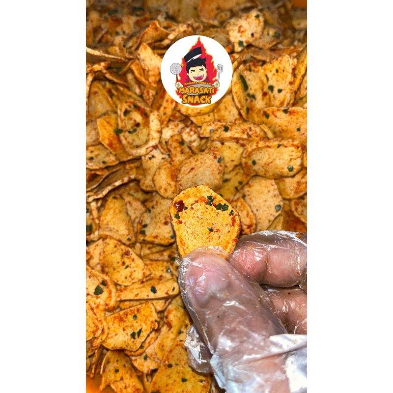 

keripik Basreng Pedas Daun Jeruk Marasati Snack
