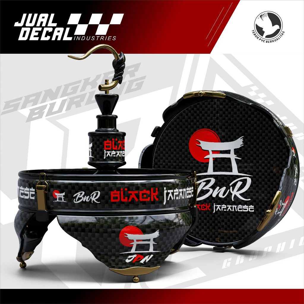 Stiker Sangkar Lovebird Batman Pleci Helopet BNR BLACK JAPANESE  Decal Tebok Custom Variasi