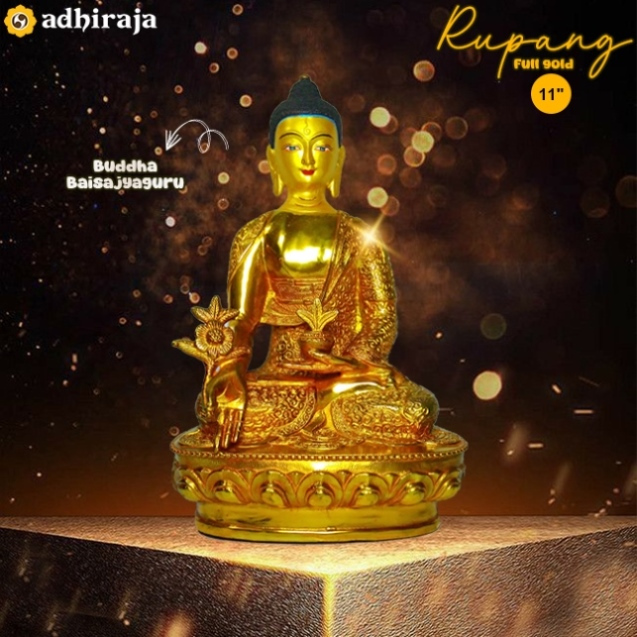 Rupang/Patung 11" Buddha Bhaisajyaguru Full Gold (brass)