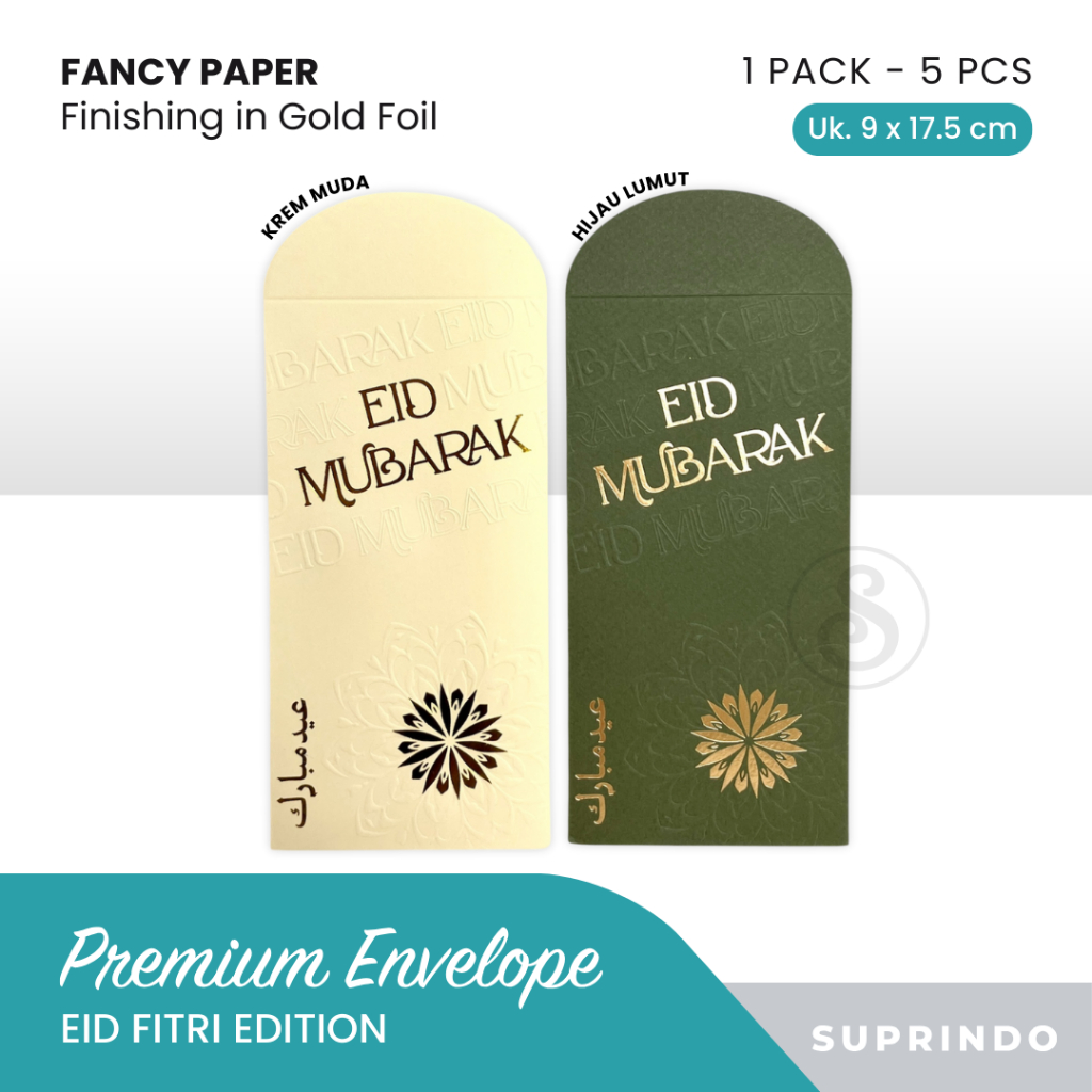 

(5 PCS) PREMIUM AMPLOP THR EID MUBARAK UKURAN 9 x 17.5 cm