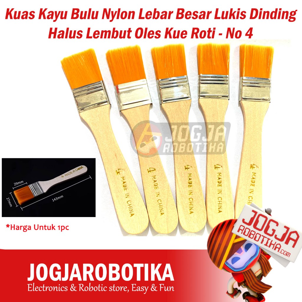 

Kuas Kayu Bulu Nylon Lebar Besar Lukis Dinding Halus Lembut Oles Kue Roti - No 4