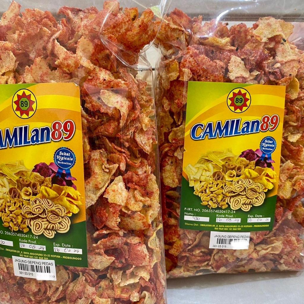 

400 GR KRIPIK JAGUNG GEPENG PEDAS GURIH KERIPIK CAMILAN SNACK 89