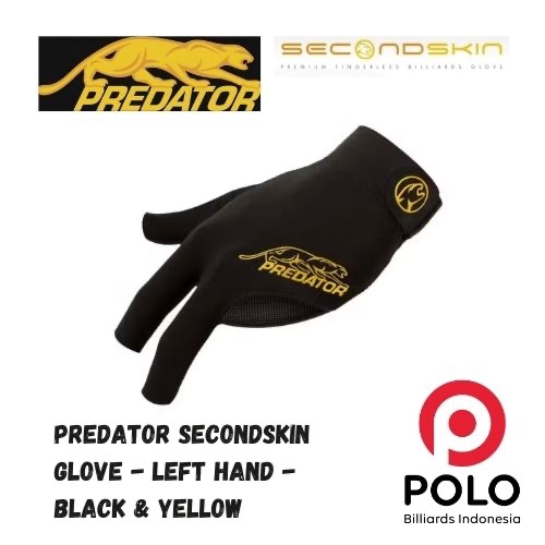 Predator SecondSkin Glove  - Sarung Tangan Billiard Official Predator - Left Hand - Black & Yellow