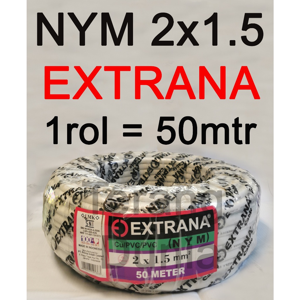 Kabel Extrana 2x1.5 Kabel NYM 2x1.5 Extrana NYM 2x1.5 Kabel Tunggal 2x1.5 Extrana
