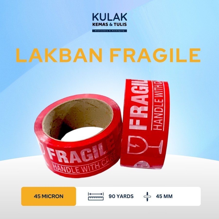 

Lakban Fragile Transparan 45 mm 90 yard 45 micron
