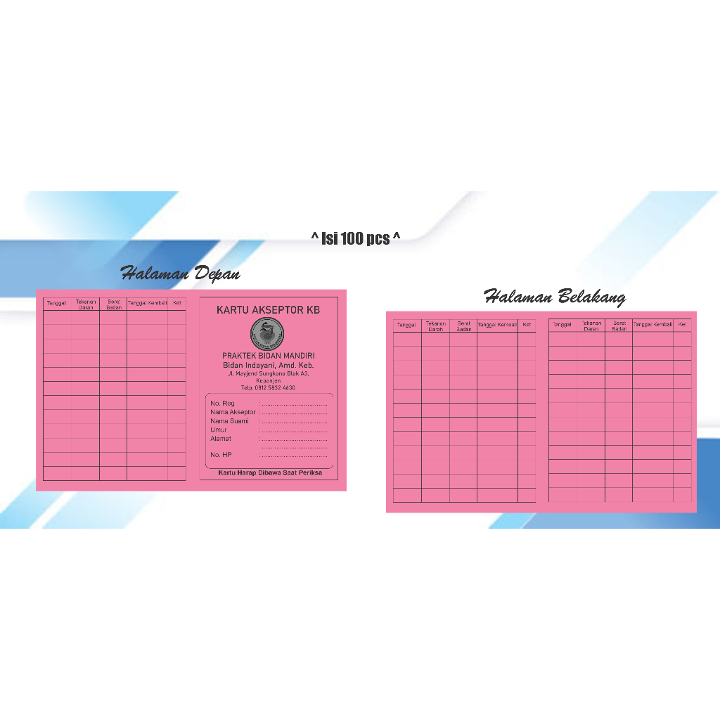 

Kartu Akseptor KB Isi 100 pcs