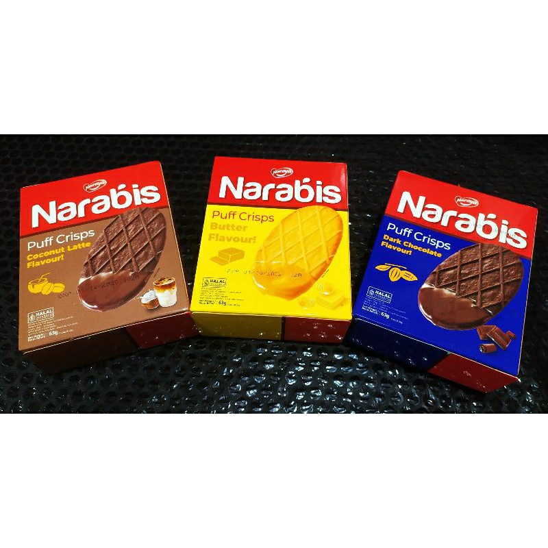 

Narabis Puff Crisps Coconut Latte / Dark chocolate / Butter Flavour isi 3x21gr