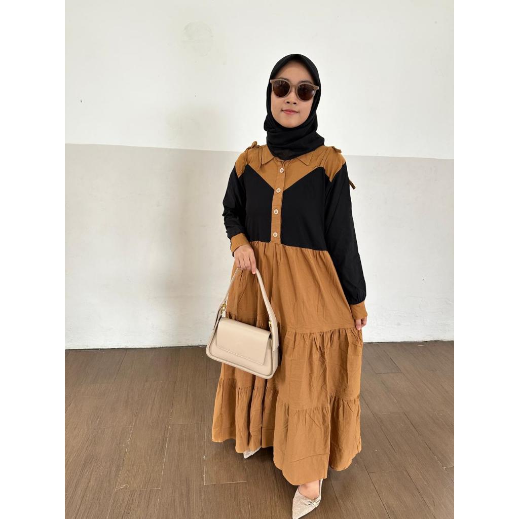 Gamis Stretch Inayah by wear.gaemi Midi Dress Baby Soft Jeans Stretch