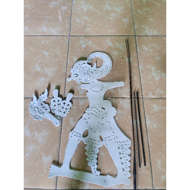 Wayang Kulit Karton Bima Putihan -+75cm untuk latian membuat wayang