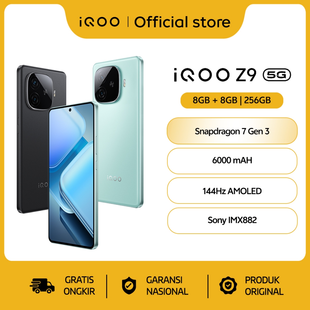 iQOO Z9 5G (8/256) Snapdragon 7 Gen 3, 6000 mAH, 144Hz AMOLED (4500 nits), Sony IMX882