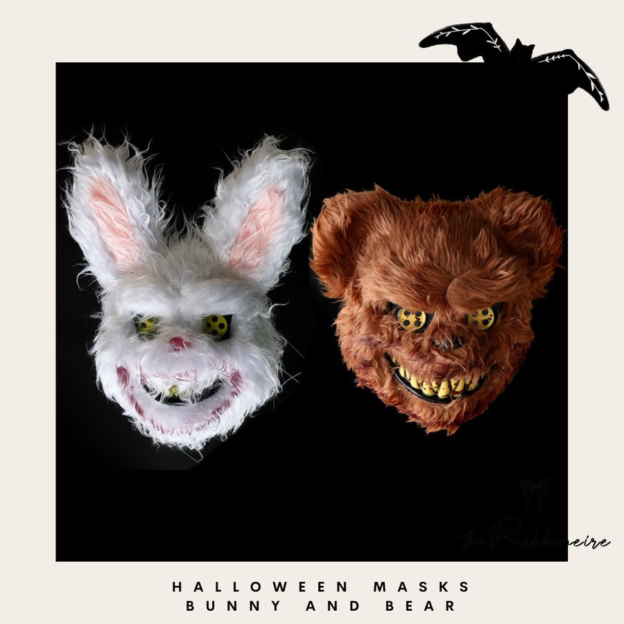Topeng halloween/ halloween mask/ topeng kelinci topeng beruang bulu