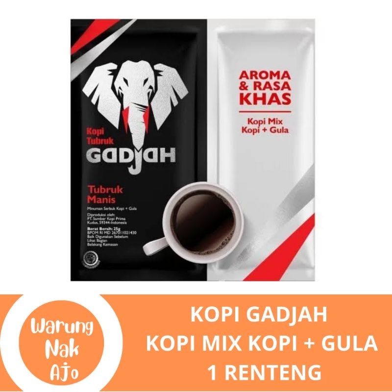 

Kopi Gadjah Mix Kopi + Gula 1 Renteng