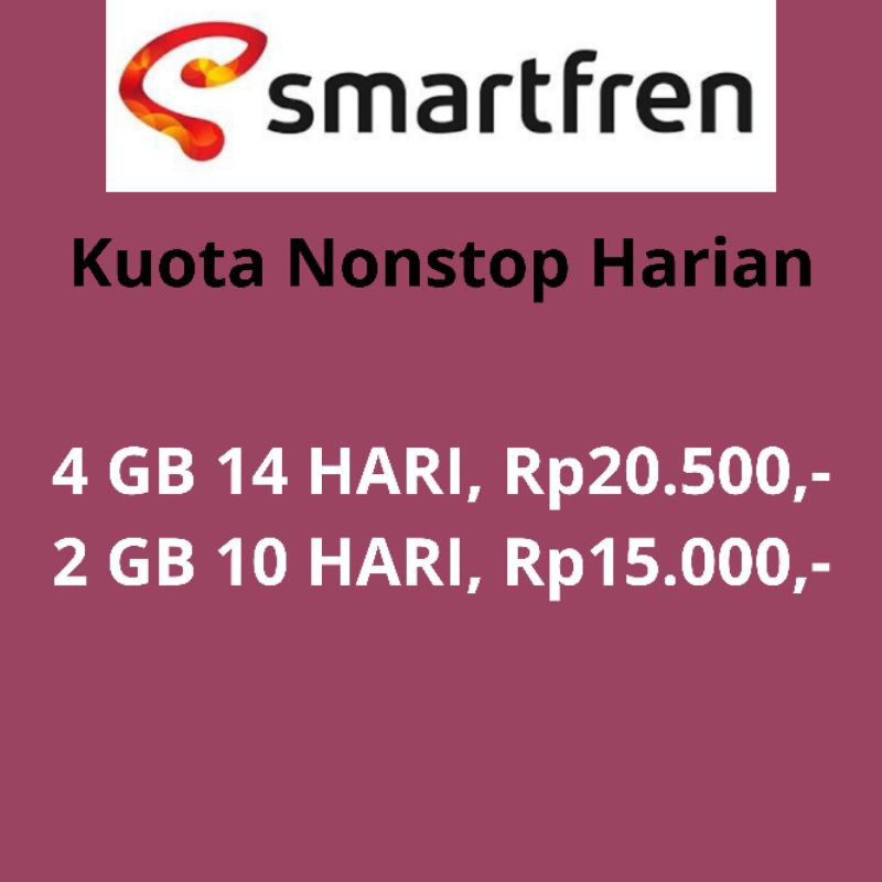 KUOTA SMARTFREN NONSTOP HARIAN 4 GB 30 HARI & 2 GB 10 HARI