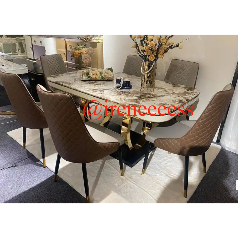 SET MEJA MAKAN 6 KURSI ( Marble Dinning With 6 Chairs ) / SET MEJA MAKAN MEWAH