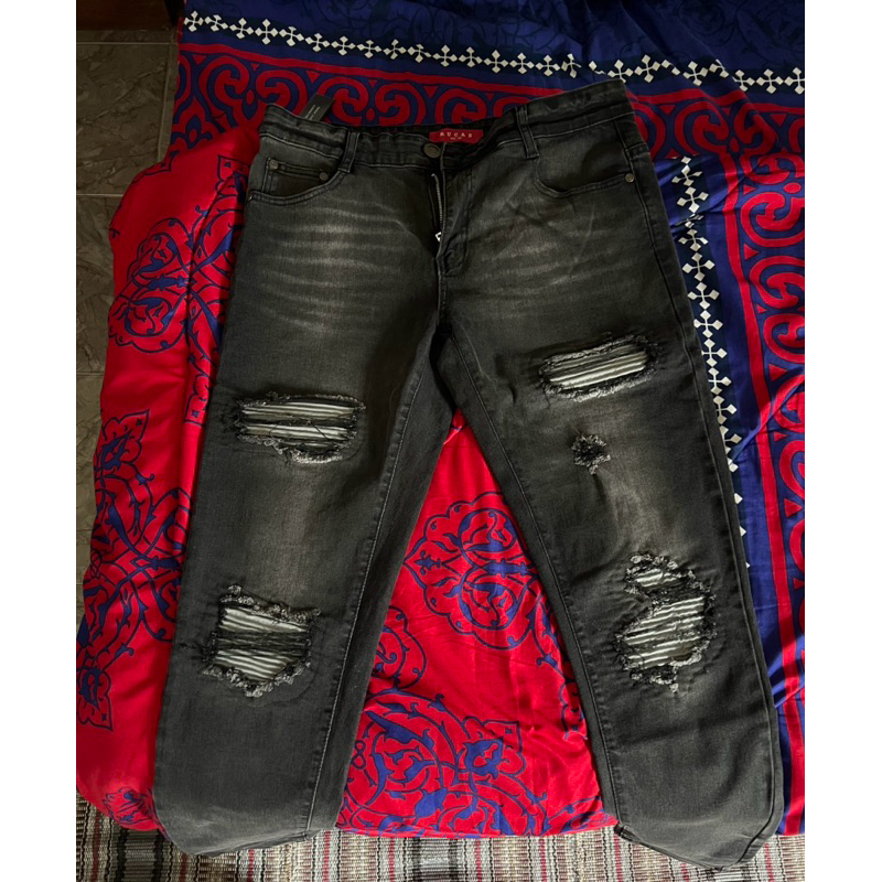 RUCAS Dark Grey Caviar Leather Jeans Season 12