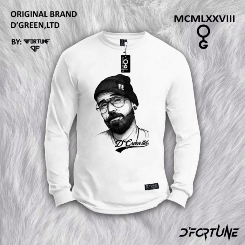 D'Fortune Kaos Lengan Panjang Original Brand D'Green,LTD - Putih