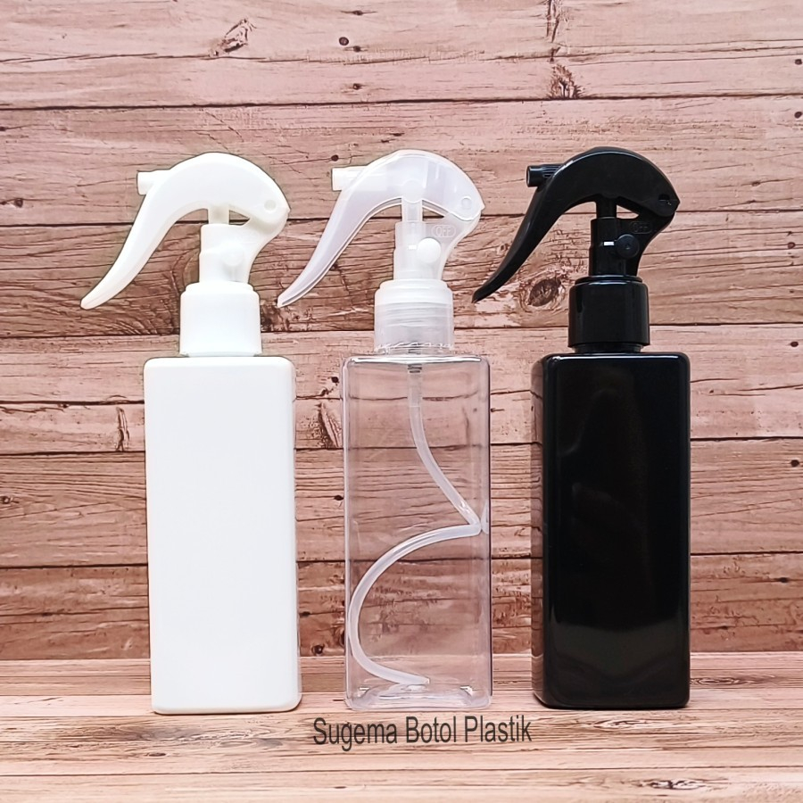 Botol Spray 250ml Clear Triger Bebek Pet Plastik Tebal / Botol Spray 250ml Kotak