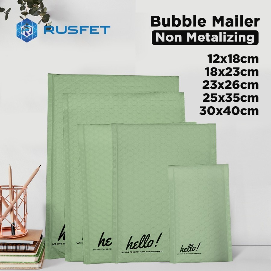 

Amplop Bubble Mailer Rusfet - Bubble Mailer Envelope Packing Olshop - Light Green, 20x25
