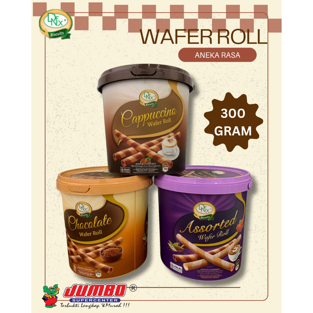 

DENEX Biskuit Wafer Roll Aneka Rasa 300 gr/ Toples Ember Bulat/ Snack - Kue Lebaran