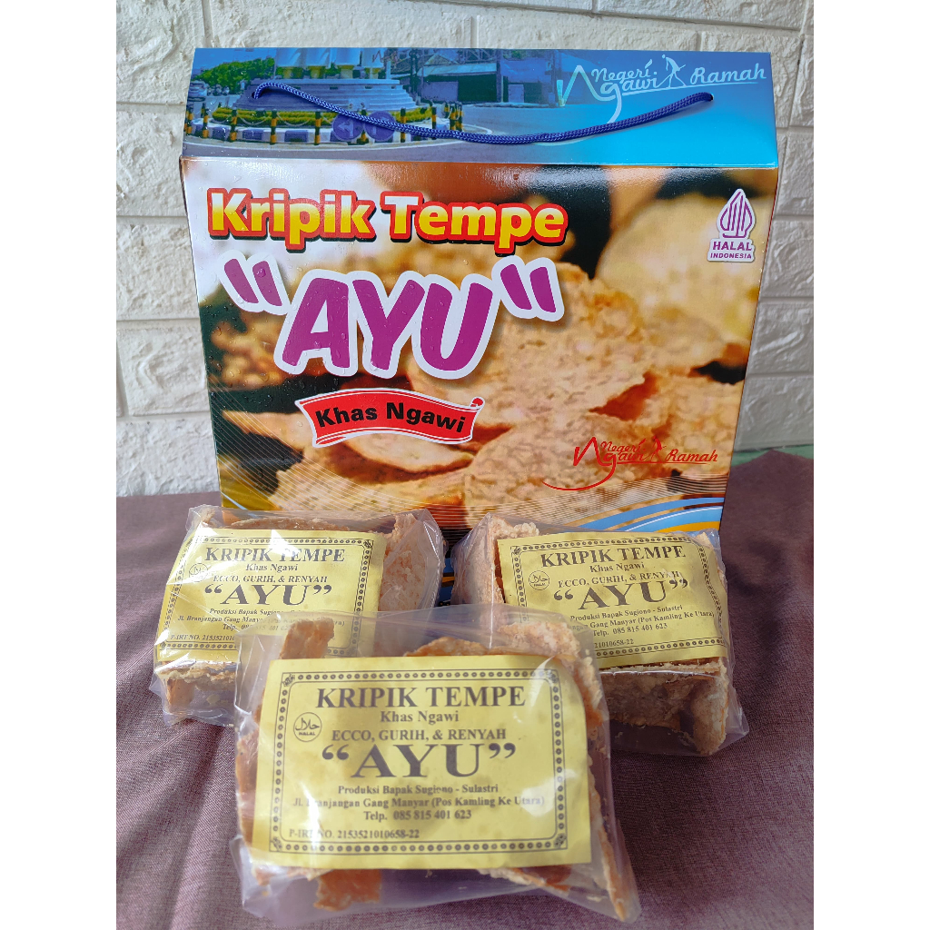 

KERIPIK TEMPE AYU BOX ISi 10, oleh oleh keripik, oleh oleh ngawi, camilan keripik,keripik tempe khas ngawi