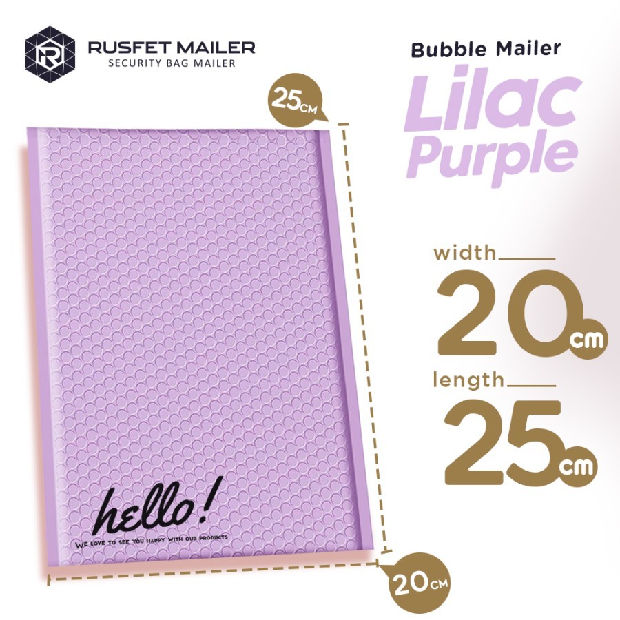 Amplop Bubble Mailer Rusfet - Bubble Mailer Envelope Packing Olshop - Lilac, 20x25