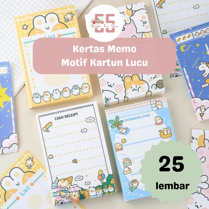 

Memo Pad Aesthetic Note Pad Motif Kartun Lucu - 073