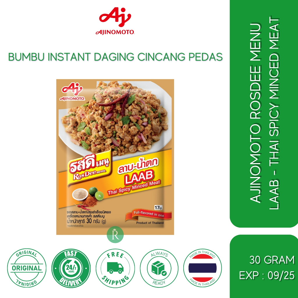 

Bumbu Masak Ajinomoto Laab Thai Spicy Minced Meat Sauce Powder 30 Gram Thailand
