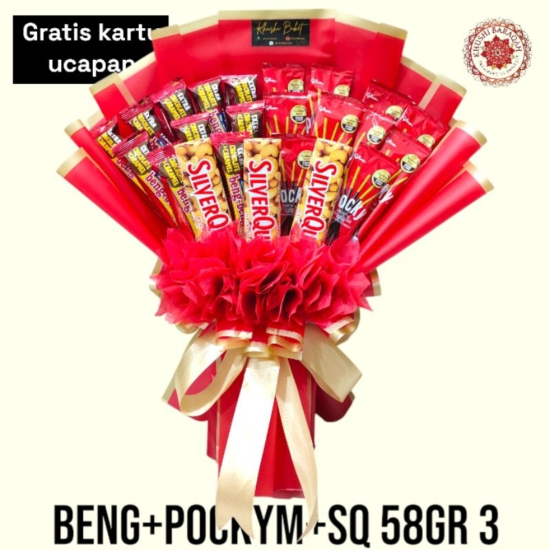

Buket Bucket Hadiah Hampers Ekslusif Bengbeng Pocky Silverqueen isi 20 40 Jumbo
