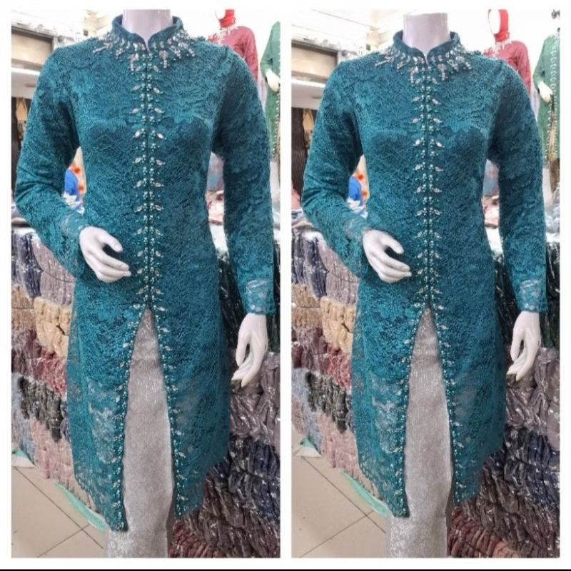kebaya stelan songket sanghai tunik brokat kombinasi payet kebaya modern