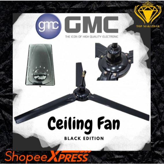 CEILING FAN GMC HITAM 56" FULL BESI 503