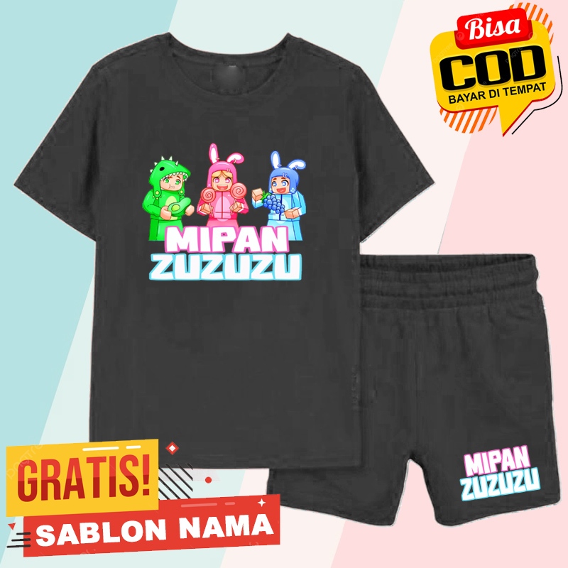 Stelan Kaos Pendek Anak Akudav Mipan Zuzuzu / Baju Stelan Anak Laki Laki & Perempuan Akudav Mipan Zu