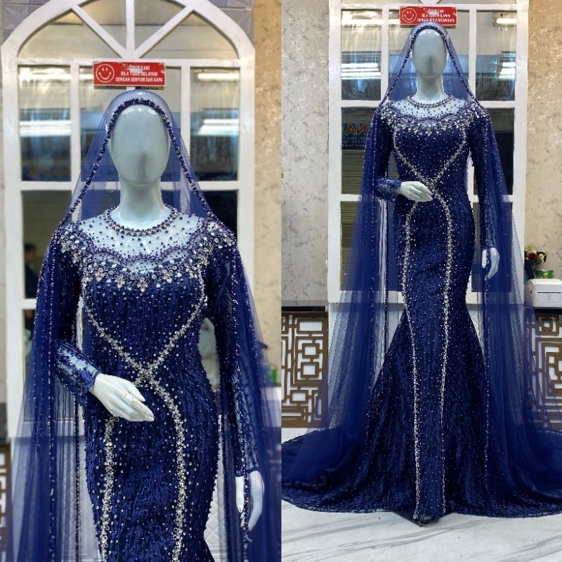 gaun pengantin mewah elegan // baju pengantin ekor panjang // gaun pengantin full Payet